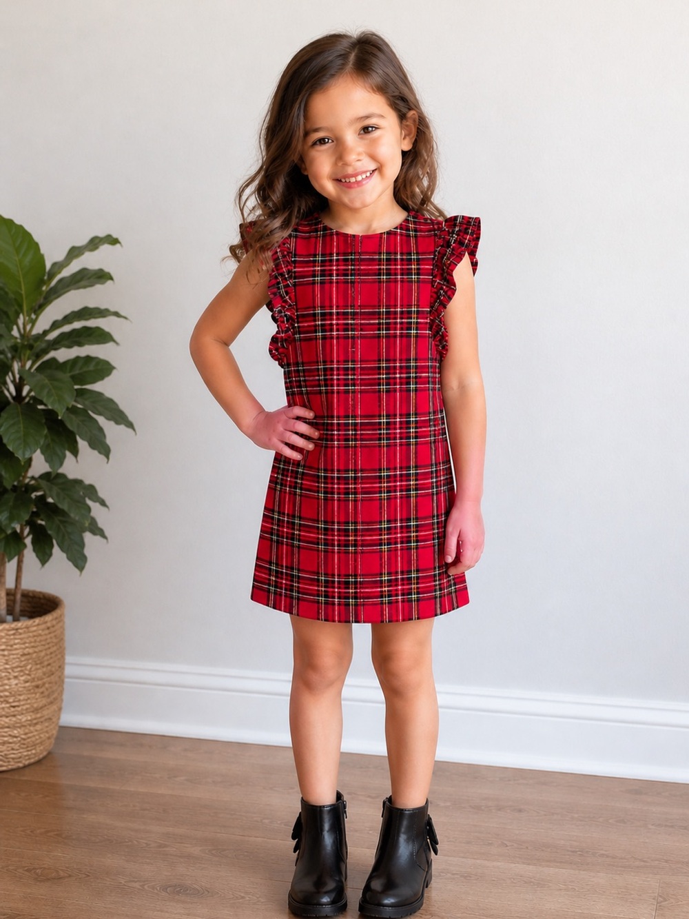 Vineyard Vines Red Plaid Kids Formal Dress